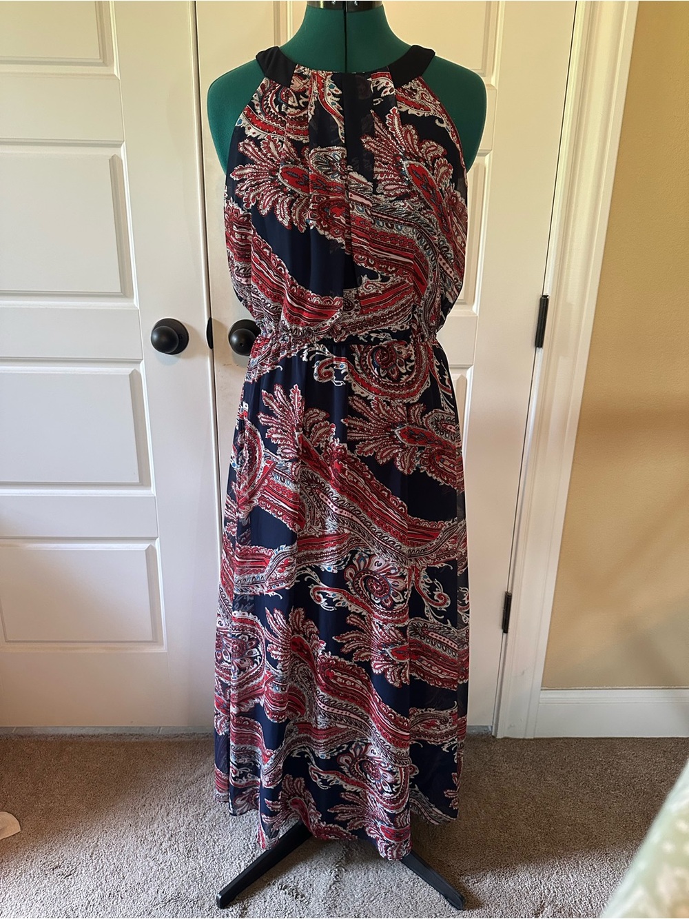 Roz & Ali
Navy & Red Paisley Halter Maxi Dress